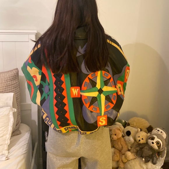 Marc Buchanan Pelle Pelle RARE Compass Funky Leather Jacket - Picture 2 of 3